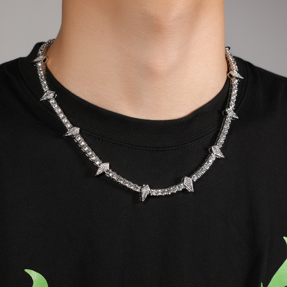 Hip Hop Tennis Chain Necklace Drip Oil Glow in the Dark 18K Real Gold Plated Jewelry Men Gift