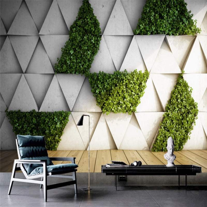 Custom Mural Wallpaper Abstract Plant Geometric Four-Leaf Clover Square Tv Background Wall Painting