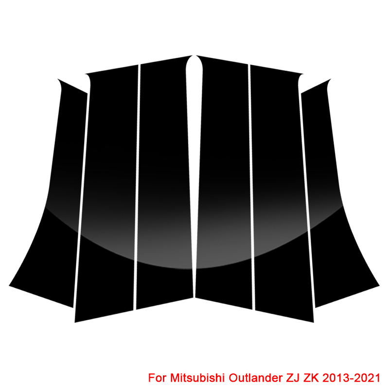 6PCS Car Window Center Pillar Sticker PVC Trim AntiScratch Film For Mitsubishi ASX Outlander ZJ ZK 2013Presen Auto Accessories