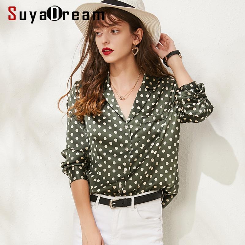 Women's Blouses & Shirts SuyaDream Long Sleeved Turn Down Collar Dots Printed 95%Real Silk 5%Spandex Office Lady Blouse Shirt 2022 Autumn, Green
Women's Blouses & Shirts SuyaDream Long Sleeved Turn Down Collar Dots Printed 95%Real Silk 5%Spandex Office Lady Blouse Shirt 2022 Autumn, Green