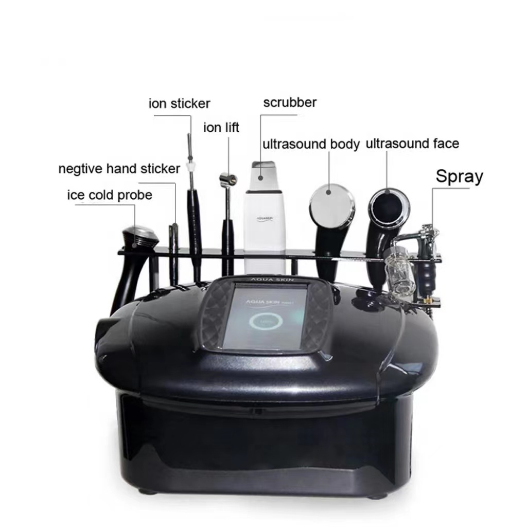 Microdermabrasion 9 handles multifunction RF face deep cleansing microcurrent face massage ion therapy remove black head machine