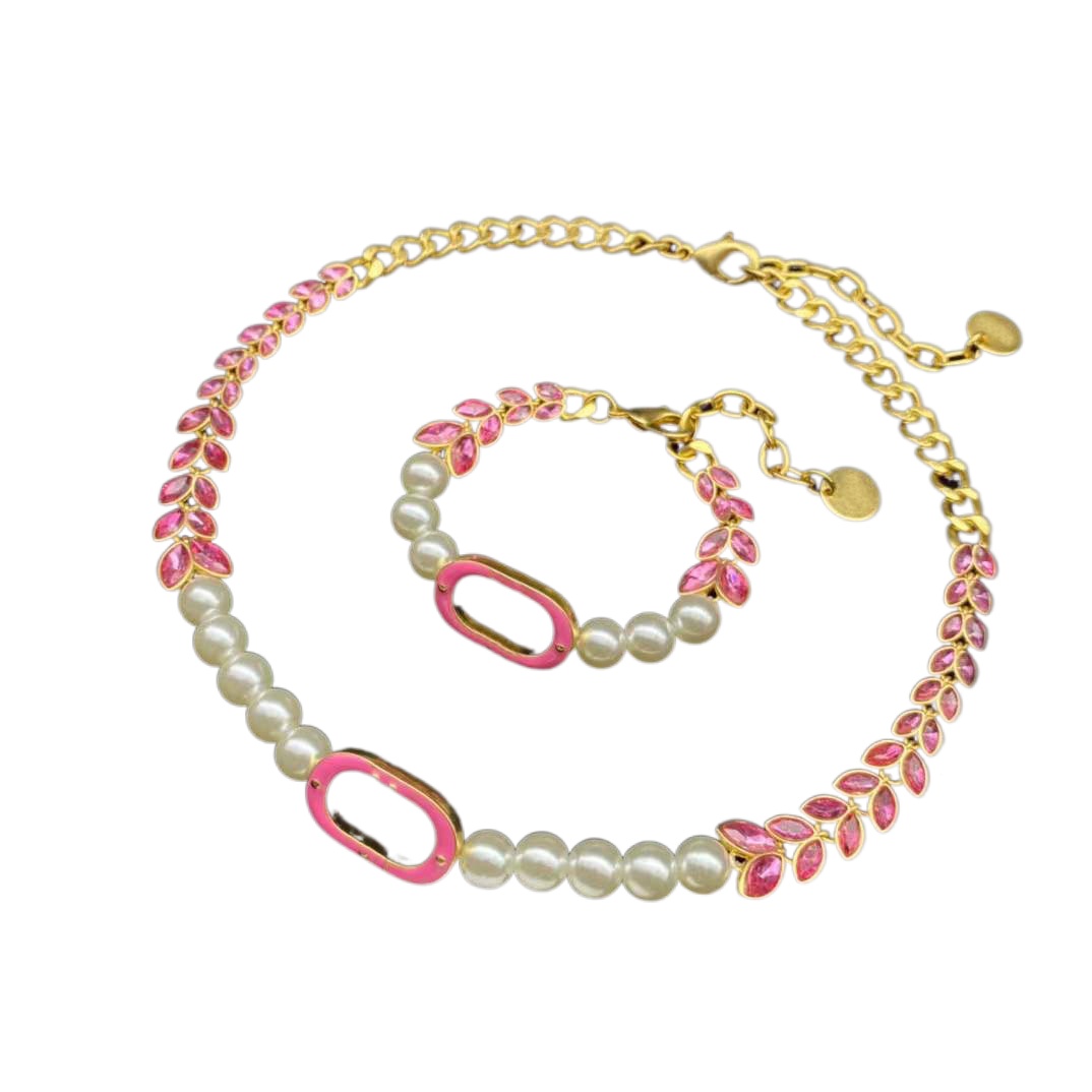 Fashion pink Chokers Necklaces bracelet for lady Women Party Wedding Lovers gift engagement jewelry with box NRJ
Fashion pink Chokers Necklaces bracelet for lady Women Party Wedding Lovers gift engagement jewelry with box NRJ