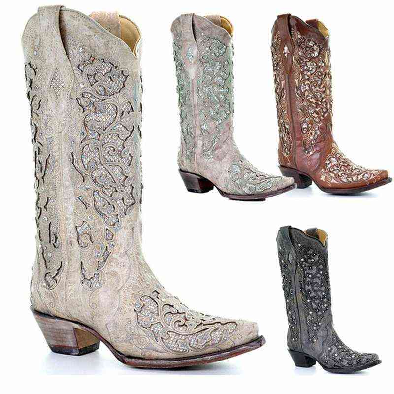 Women Autumn Winter Glitter Inlay and Crystals Boots Pointed Toe Retro Thick Heel Western Boots Shoes Elegant White Knee Boots Y220817, Black
Women Autumn Winter Glitter Inlay and Crystals Boots Pointed Toe Retro Thick Heel Western Boots Shoes Elegant White Knee Boots Y220817, Black