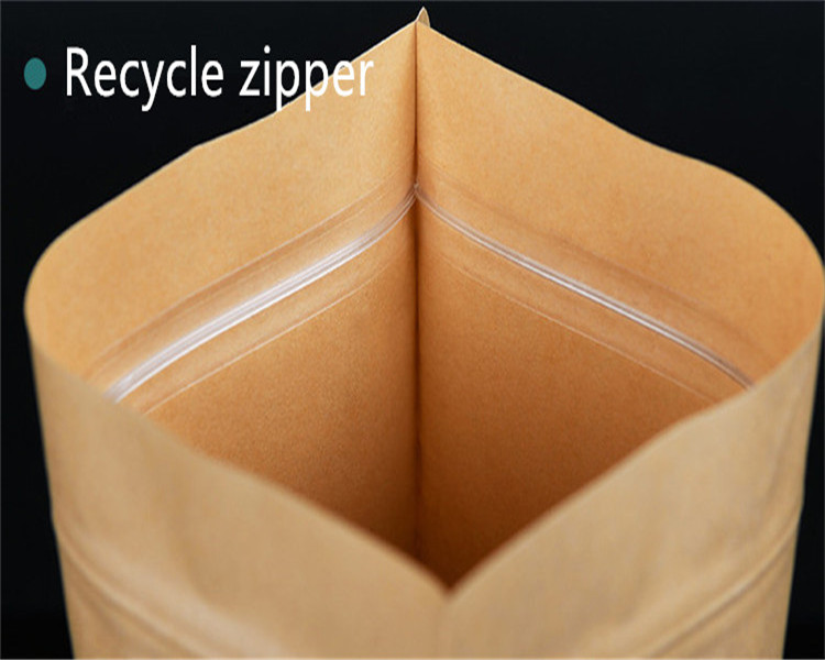 100pcs Thick Stand up Kraft Paper Frosted Window Zip Lock Bag Resealable Biscuits Ground Coffee Beans Snack Flower Tea Fruits NUts Gifts Storage Pouch