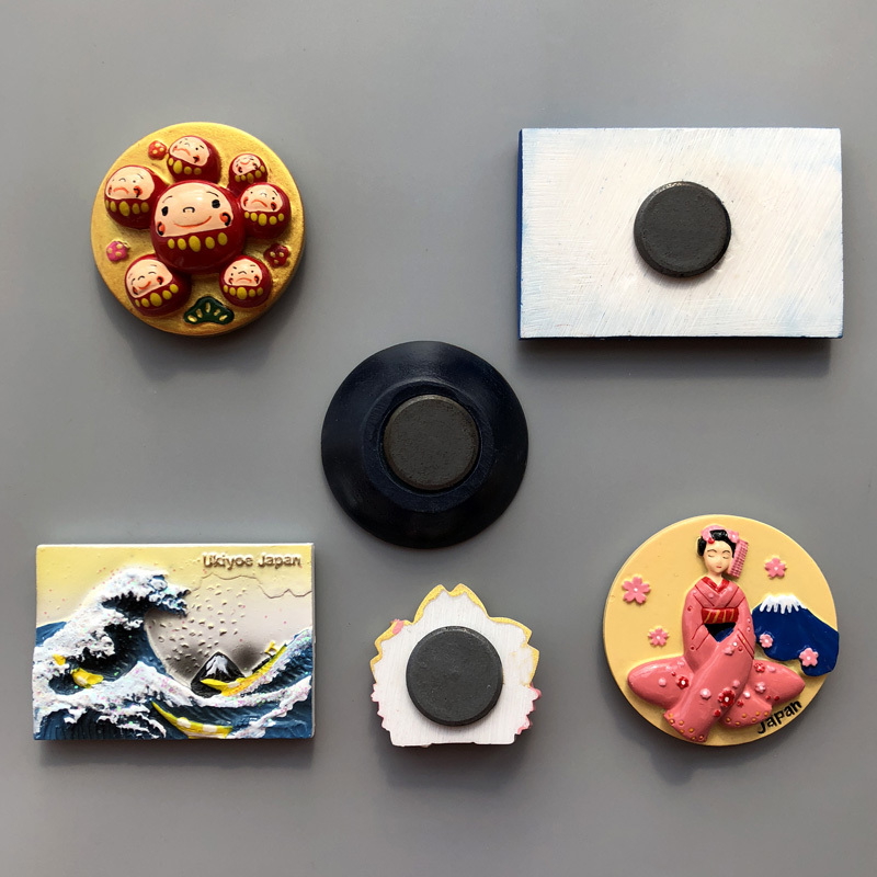 Japan Map Tokyo Souvenirs Mount Fuji Round Dharma Faust Dam Blau Magnetic Stickers Creative Resin Fridge Magnet