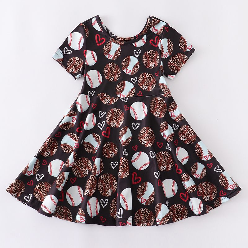 Girlymax Summer Baby Girls Kids Children Clothes Milk Silk Dress Twirl Knee Length Softball Baseball Season Kidwear Short Sleeve 220519