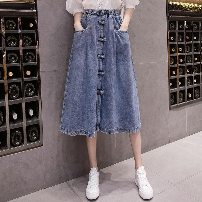 Summer Women Blue Button Up Casual A Line Denim Long Skirts High Waist Elegant Midi Jeans Skirt With Pocket Vestidos L07
Summer Women Blue Button Up Casual A Line Denim Long Skirts High Waist Elegant Midi Jeans Skirt With Pocket Vestidos L07