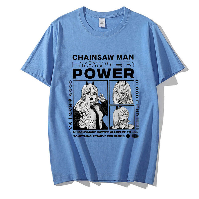 Chainsaw Man Denji Power Anime Fashion Prints Oversized T-shirt Women/Men T-shirts with Short Sleeves Casual Streetwear Tops 220616