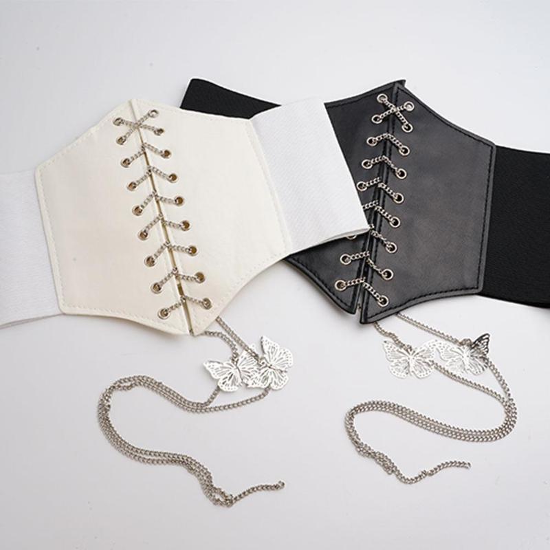 Belts Black Sexy Women's Corset Waist Band With Butterfly Metal Chain Top Female Gothic Clothing Bustier Body Shaping WaistbandBelts, White
Belts Black Sexy Women's Corset Waist Band With Butterfly Metal Chain Top Female Gothic Clothing Bustier Body Shaping WaistbandBelts, White