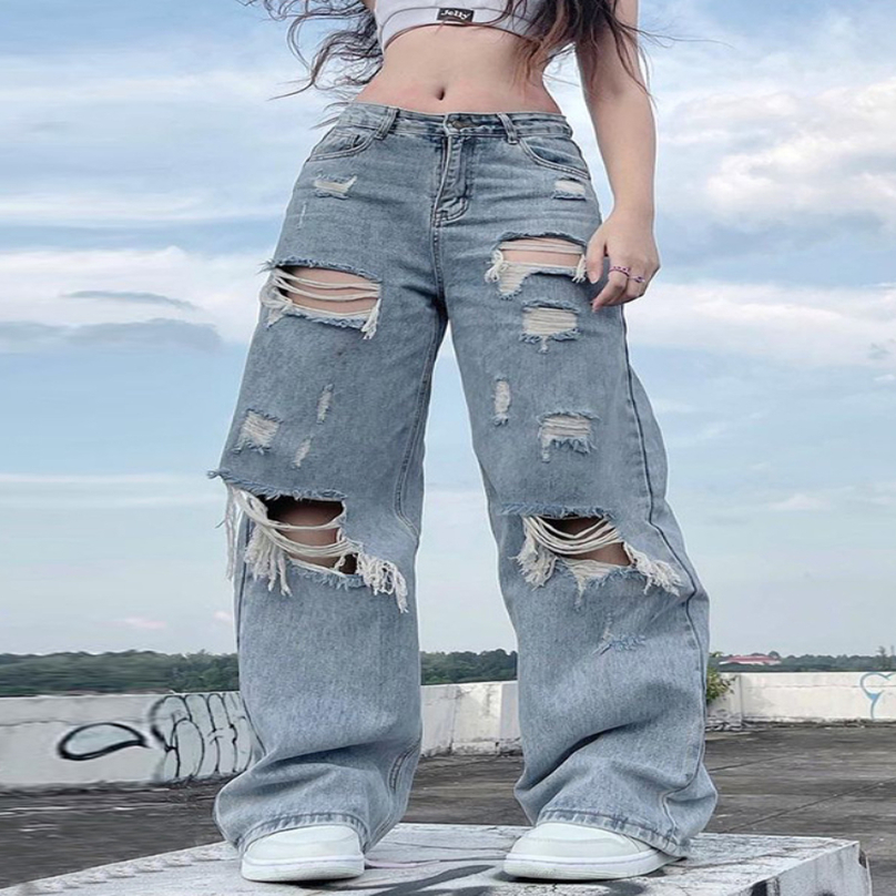 Women' Jeans WeiYao Streetwear Straight Pants Womens Ripped Jeans Mid Waist Loose Wide Leg Pa 220824, Blue
Women' Jeans WeiYao Streetwear Straight Pants Womens Ripped Jeans Mid Waist Loose Wide Leg Pa 220824, Blue