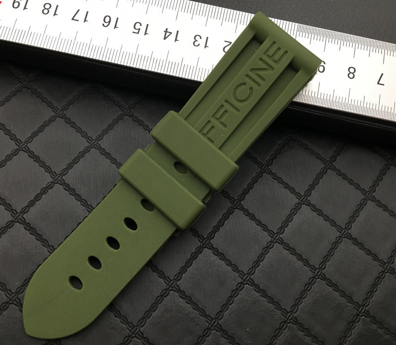 22mm 24mm 26mm Black Blue Red Orange white army green watch band Silicone Rubber Watchband fit For Panerai Strap needle buckle 220526