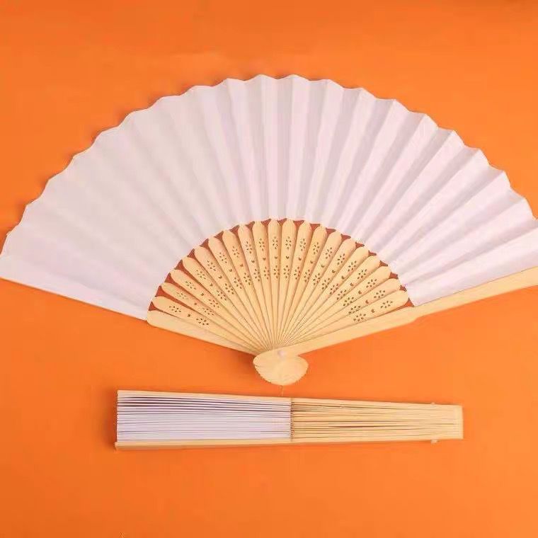 12 Pack Hand Held Fans White Paper fan Bamboo Folding Handheld Folded Fan for Church Wedding Gift Party Favors DIY