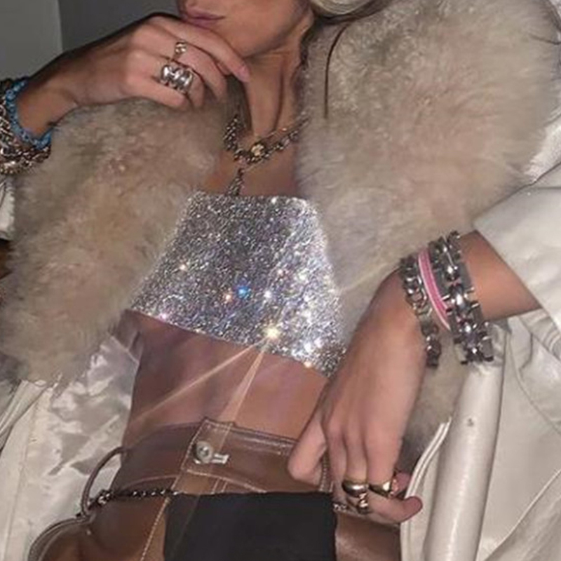 Sexy Halter metal y2k Summer crop top women Night club Party Bralette e girl corset s bustier tank mujer y 220325