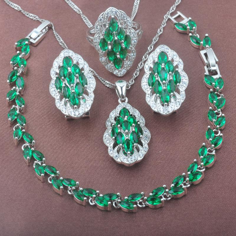 Earrings & Necklace Wedding Jewelry Green Cubic Zirconia Sets For Women Natural Crystal Rings Silver Color Bracelet Set YZ0504Earrings, As pic
Earrings & Necklace Wedding Jewelry Green Cubic Zirconia Sets For Women Natural Crystal Rings Silver Color Bracelet Set YZ0504Earrings, As pic