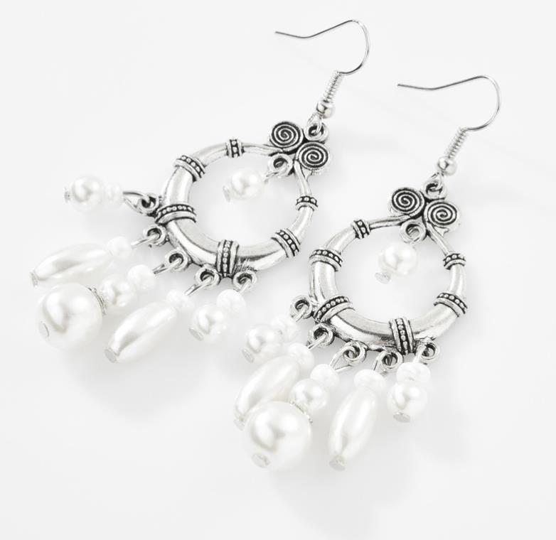 1920s Art Deco Gatsby Drop Earrings 20S Theme Party Costume Accessories Vintage Wedding Dangle Pearl Earrings Plated Silver for Women Girls Mom