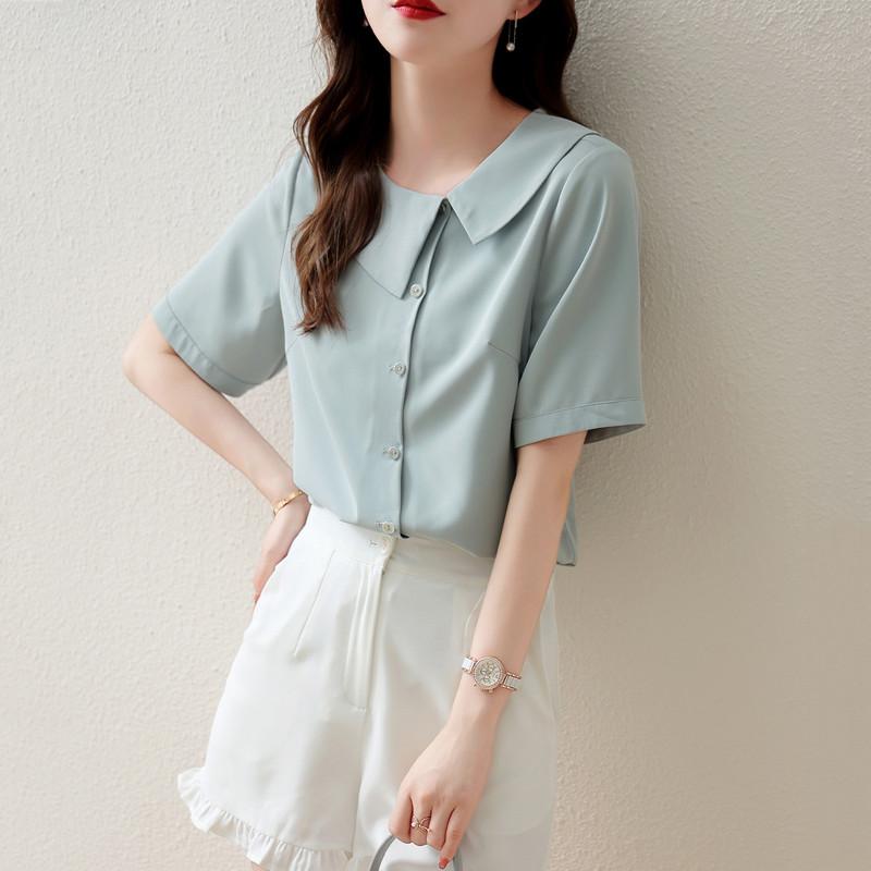 Women' Blouses & Shirts Chiffon Women' Blouse Solid Loose Shirt Summer Short Sleeve Casual Fashion Top Female 2022 Korean Style Large, Light green
Women' Blouses & Shirts Chiffon Women' Blouse Solid Loose Shirt Summer Short Sleeve Casual Fashion Top Female 2022 Korean Style Large, Light green