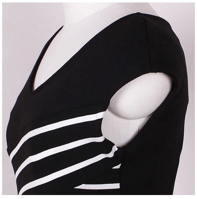 Women Summer Dresses New Black And White Stripe Dress Cultivate Pencil Vintage Plus Size Dresses Vestidos