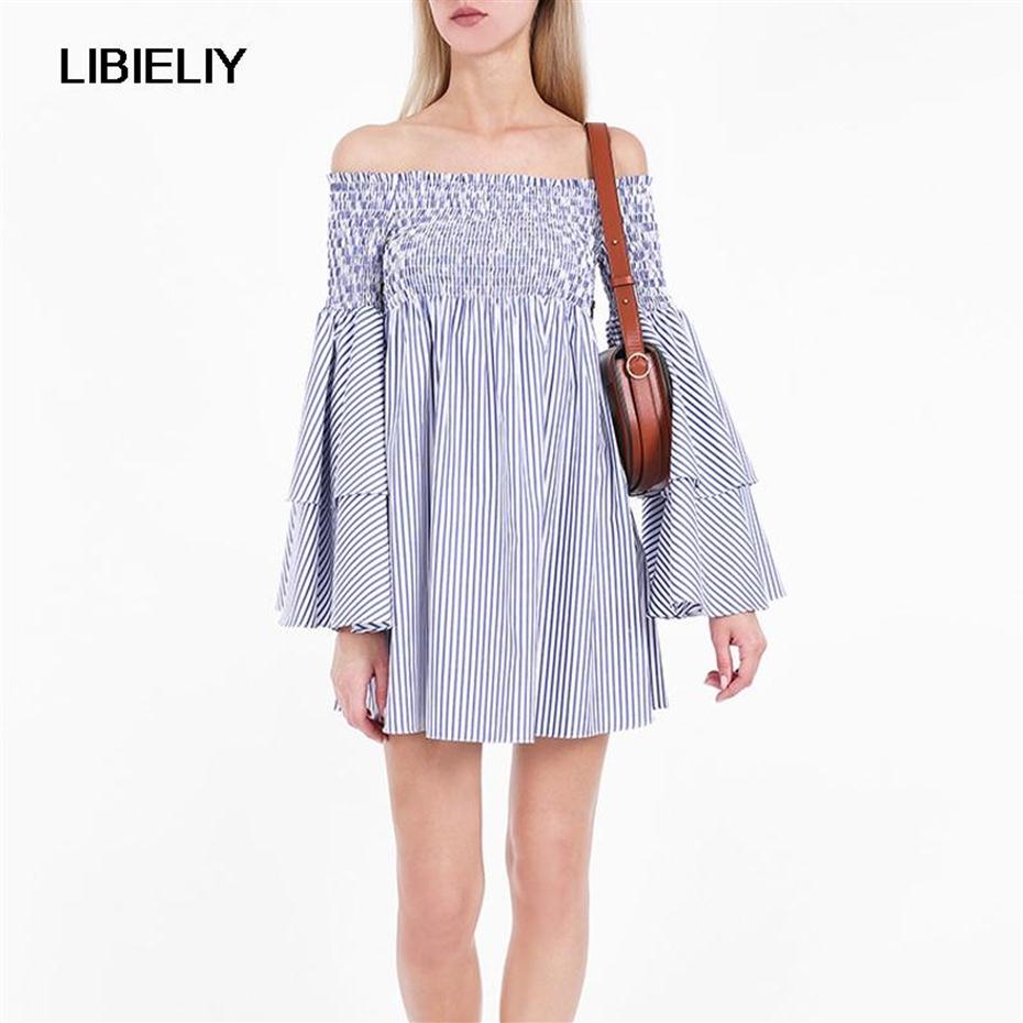 Casual Dresses Blue Striped Off Shoulder Elastic Bust Dress Women Nice Summer Bell Sleeve Loose Mini Vintage Vestido Female270C, Dr906
Casual Dresses Blue Striped Off Shoulder Elastic Bust Dress Women Nice Summer Bell Sleeve Loose Mini Vintage Vestido Female270C, Dr906