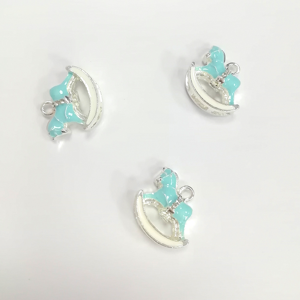 20pcs Cute Small Mix Color Silver /Gold Plated DIY Craft Charms For Kids Enamel Rhinestone Animal Rocking Horse Pendant Charm For Bracelet /Necklace M
