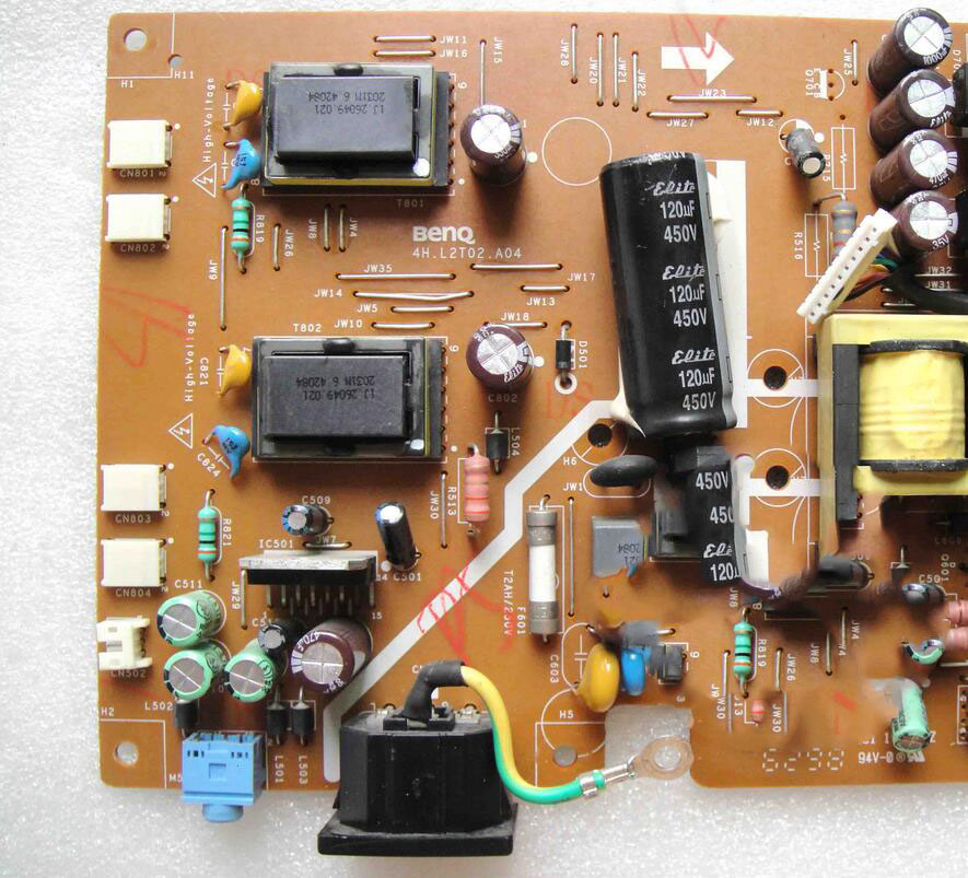 Original 4H.L2T02.A02 /A04 power board For BENQ FP72E Q7C5 FP92E 4H.L1C01.A33 Test Work 4 lights 9 lines radio