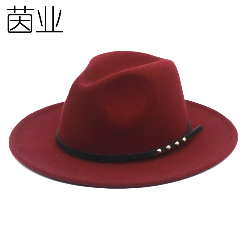 Autumn and Winter Woolen Felt Hat Big Brim Jazz Top Hat British Style Flat Brim Top Hat Warm Wool-like Top, Red
Autumn and Winter Woolen Felt Hat Big Brim Jazz Top Hat British Style Flat Brim Top Hat Warm Wool-like Top, Red