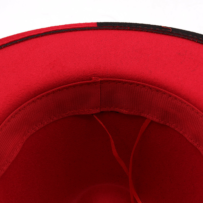 Black White Patchwork Wool Felt Jazz Fedora Women Unisex Wide Brim Panama Party Trilby Cowboy Cap Men Gentleman Wedding Hat 220718