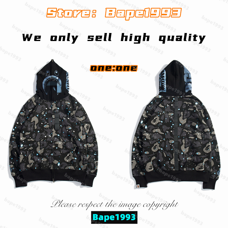 High quality Apes Mens Hoodies & Sweatshirt Japan shark B ape head Galaxy spots luminous camo Male and female couples with the same model 100% cotton New hoodie 1993 KS3-13, 1 button
High quality Apes Mens Hoodies & Sweatshirt Japan shark B ape head Galaxy spots luminous camo Male and female couples with the same model 100% cotton New hoodie 1993 KS3-13, 1 button