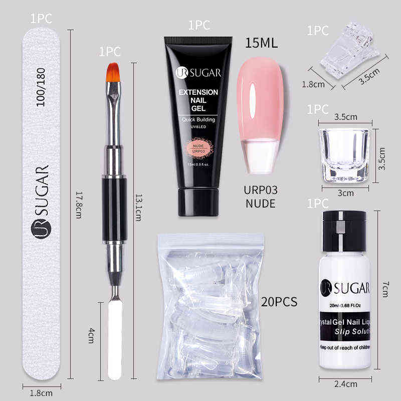 NXY Nail Gel 15ml Extention Set Art French Clear Camouflage Color Tip Form Crystal Slice Brush Tools 0328