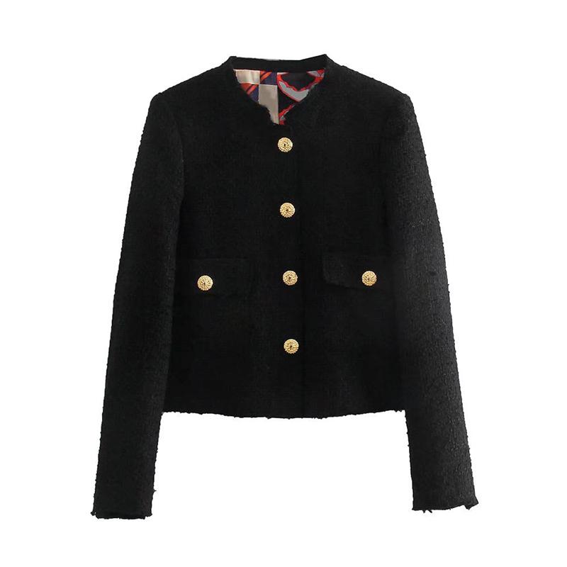 Women's Suits & Blazers Vintage Women Black Tweed Cropped Blazer Mujer O Neck Long Sleeve High Street Winter Coat Ladies Suit JacketWomen's, As pic
Women's Suits & Blazers Vintage Women Black Tweed Cropped Blazer Mujer O Neck Long Sleeve High Street Winter Coat Ladies Suit JacketWomen's, As pic