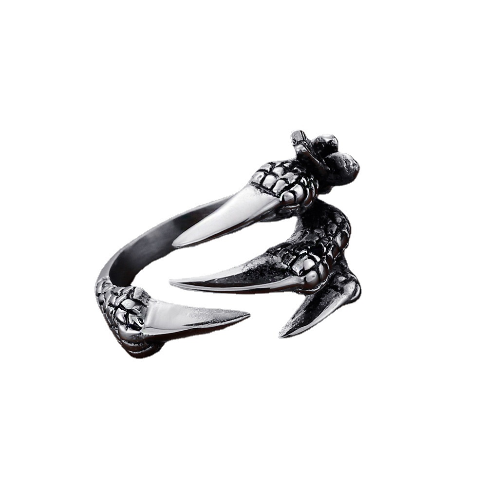 Men Stainless Steel Claw Ring Vintage Open Cool Wild Dragon Claw Rings Gothic Punk Biker