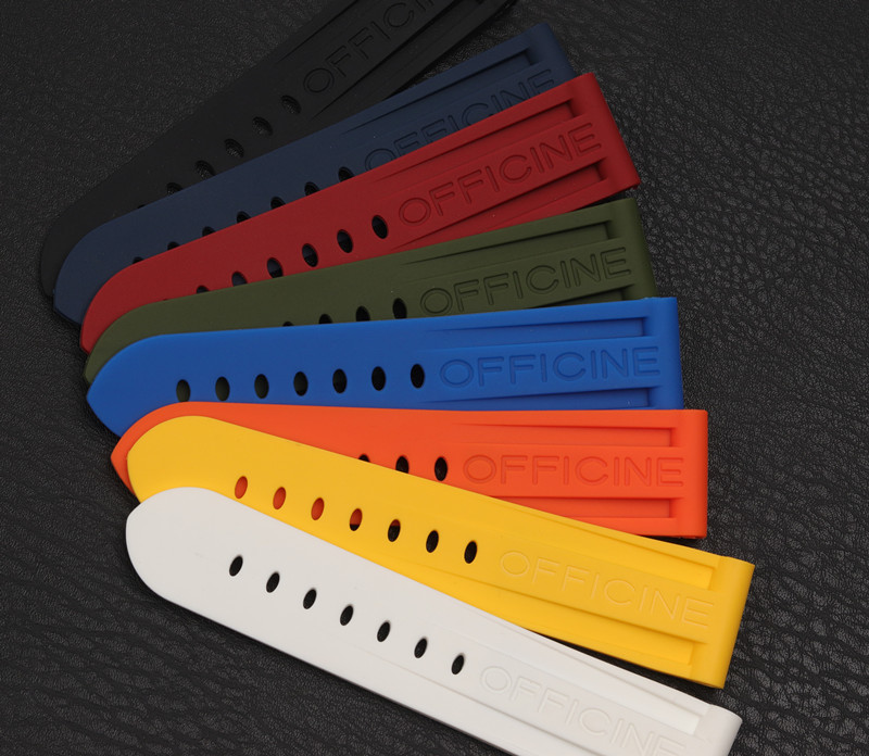22mm 24mm 26mm Black Blue Red Orange white watch band Silicone Rubber Watchband replacement For Panerai Strap tools steel buckle 220526