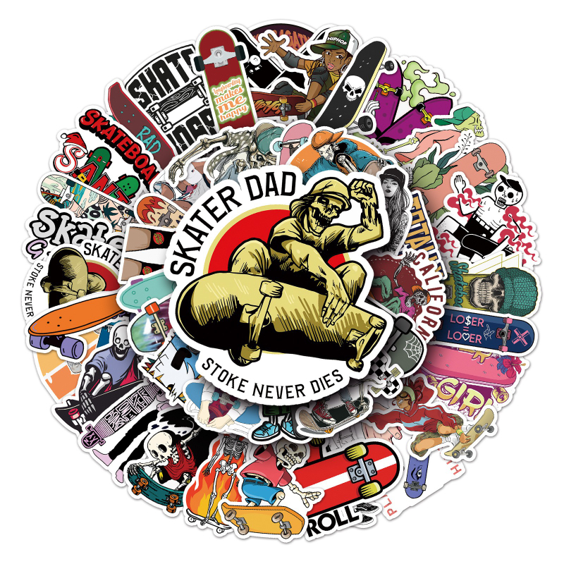 50Pcs/Lot Cartoon Trend Sports Skateboard Stickers Fashion Stickers Graffiti Kids Toy Motorcycle Bicycle Phone Laptop Luggage Sticker Decals