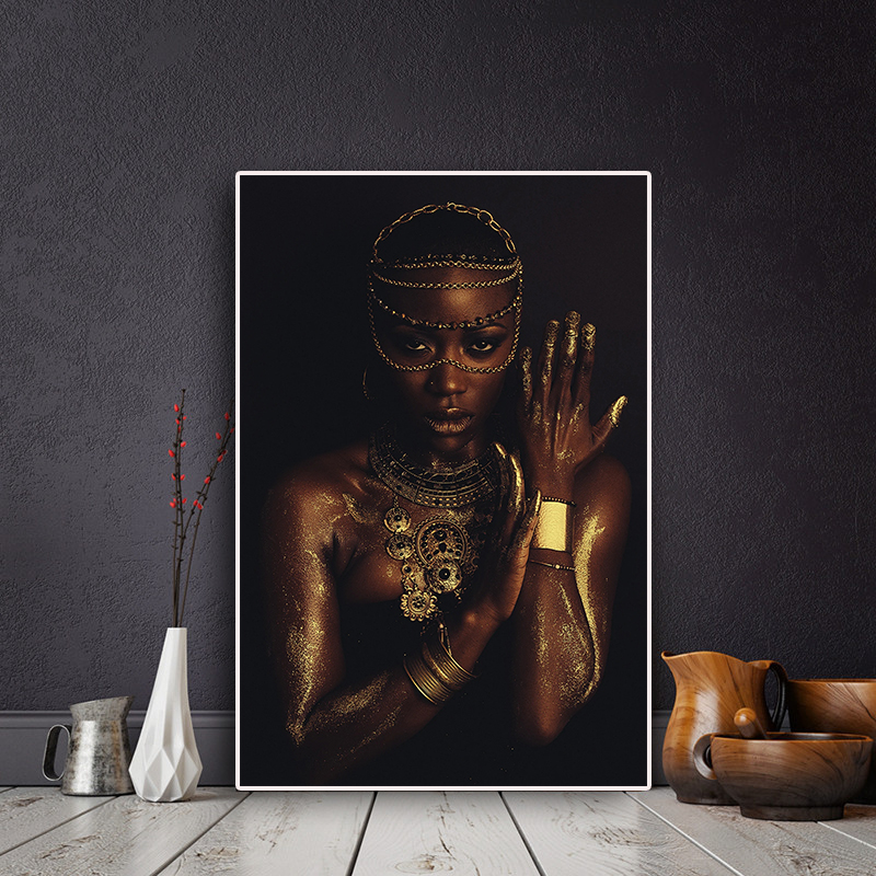 Black and Gold Nude African Woman with Necklace Canvas Painting Posters and Print Scandinavian Wall Art Picture for Living Room
Black and Gold Nude African Woman with Necklace Canvas Painting Posters and Print Scandinavian Wall Art Picture for Living Room