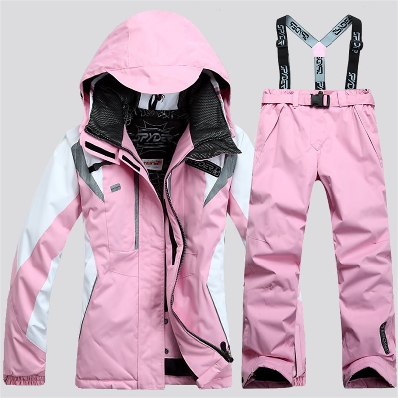 Women's Ski Suit Ski Jacket Pant Scrawl Style Female Snowboarding Set Snowboarding Coat and Trousers Women Ski Suit 220812