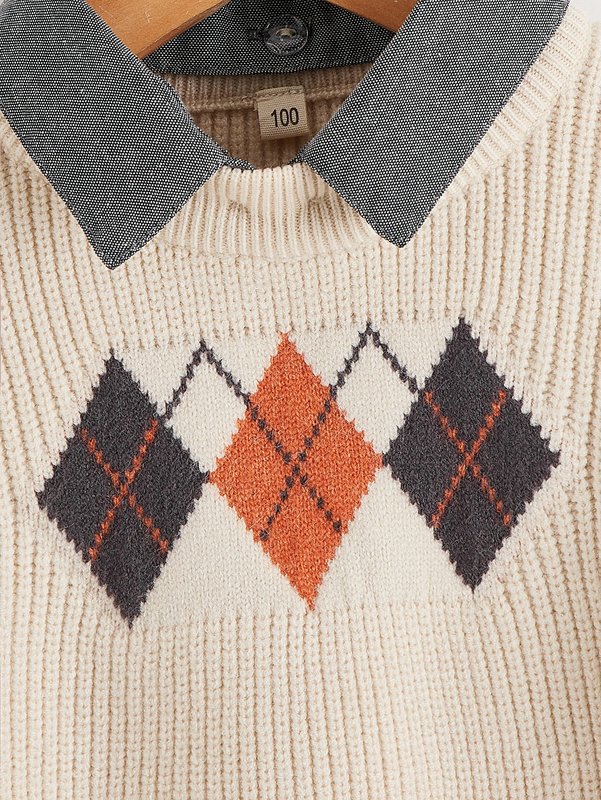 Toddler Boys Argyle Pattern Collar Neck Sweater SHE01