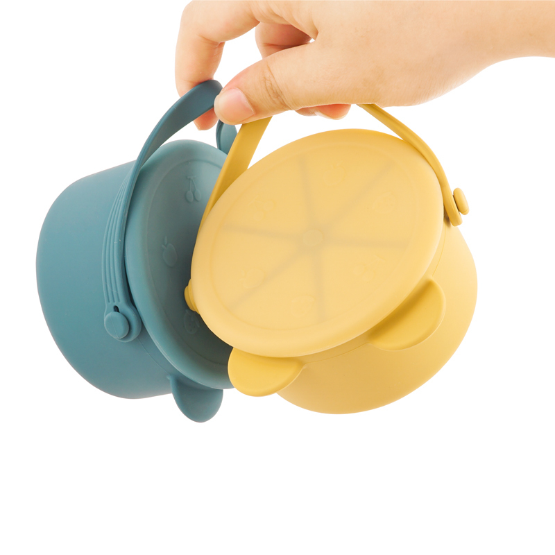 Portable Kawaii Cartoon Bear Shape Baby Silicone Snack Cup Feeding Solid Food Storage Box Container With Lid Baby Sutff 220512