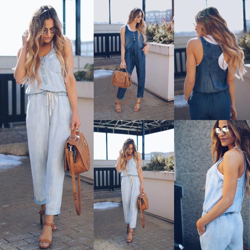 Women' Jumpsuits & Rompers Denim Wash Overall For Summer Lady Women Arrival Cool Street Blue Plain Sleeveless Loose Jeans Jumpsuit Long Pan
Women' Jumpsuits & Rompers Denim Wash Overall For Summer Lady Women Arrival Cool Street Blue Plain Sleeveless Loose Jeans Jumpsuit Long Pan