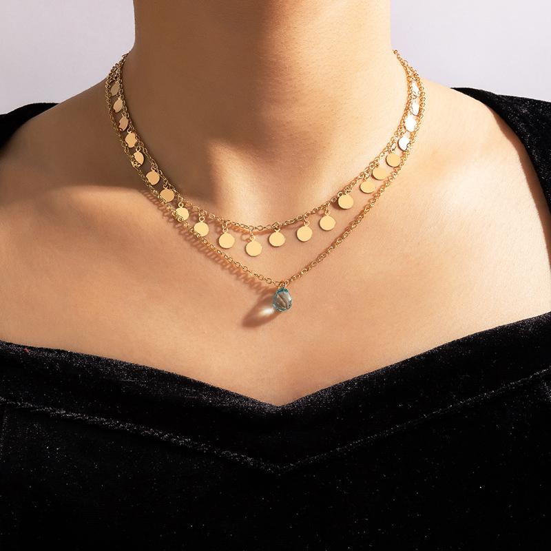 Chokers HuaTang Elegant Blue Rhinestone Choker Necklace For Women Boho Tassel Gold Color Double Chain Female Wedding Party Jewelry 17744Chok
Chokers HuaTang Elegant Blue Rhinestone Choker Necklace For Women Boho Tassel Gold Color Double Chain Female Wedding Party Jewelry 17744Chok