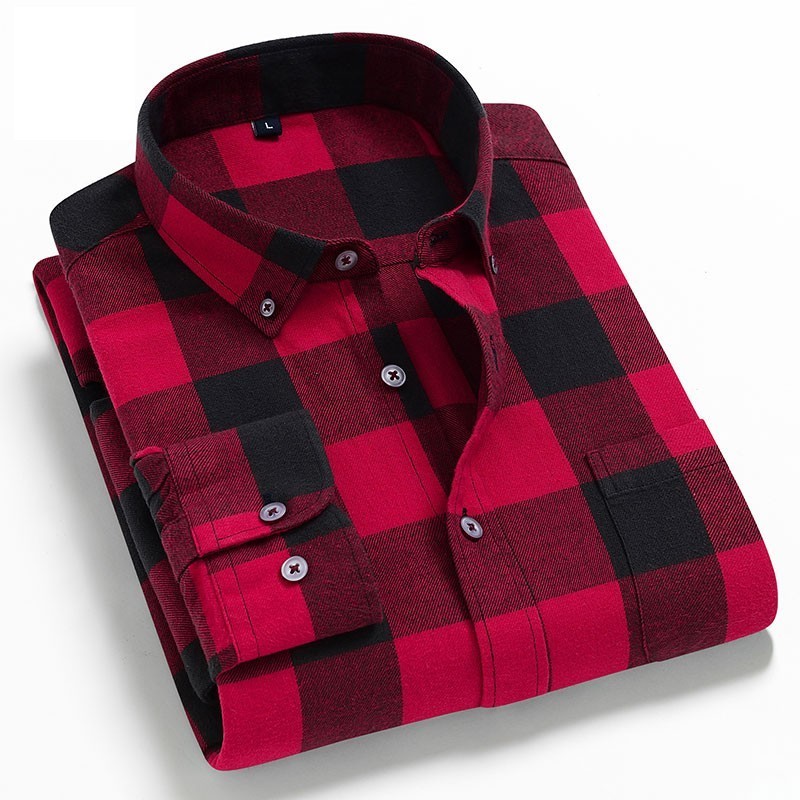 Men Plaid 100% Cotton Shirt Spring Autumn Casual Shirts Long Sleeve Chemise Homme Male Check 220322