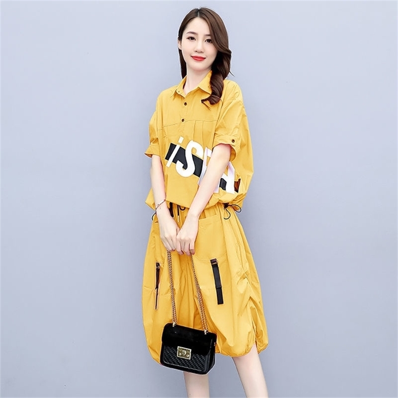 Summer Clothes Women s Suit Casual T shirt And Loose Wide Leg Shorts 2 Two Piece Set For Women Fashion Korean Crop Top 220616