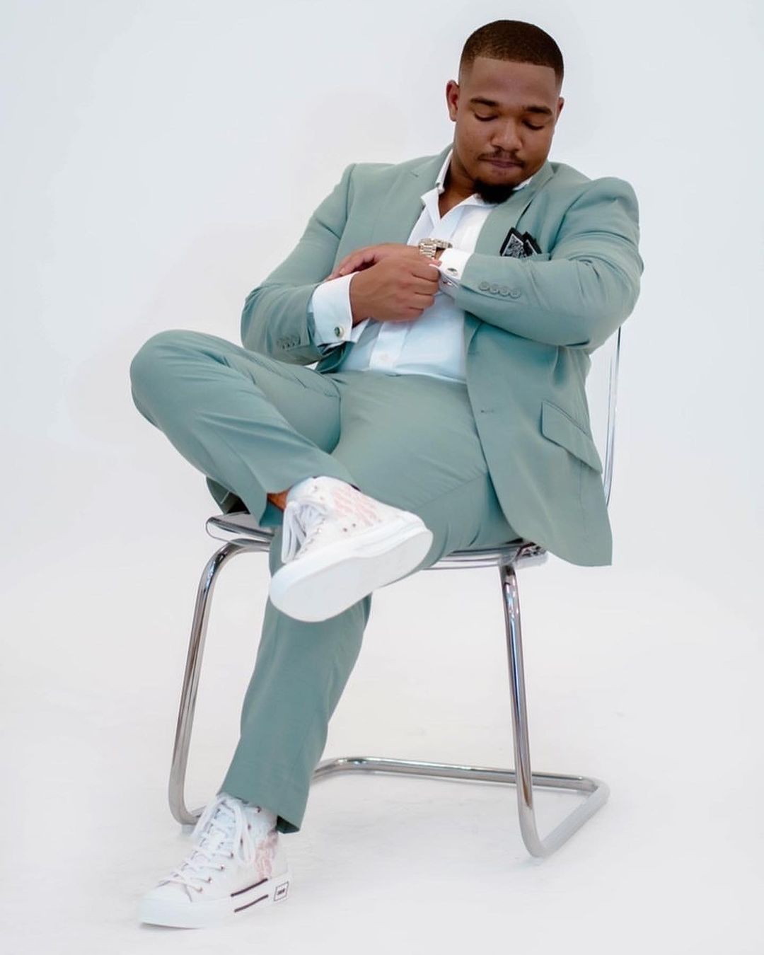 Mint Green Plus Size Men's Suit Peaked Lapel Blazers Wedding Male Tuxedos Side Vent Slim Fit Groom Wear 2 Pieces Set Prom Jackets And Pants