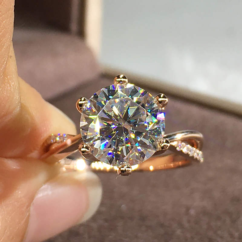 14K Gold Women Ring Diamonds 1 2 3 5 Carat Round intersect Wedding Party Engagement Anniversary Ring Cross Connection 220816