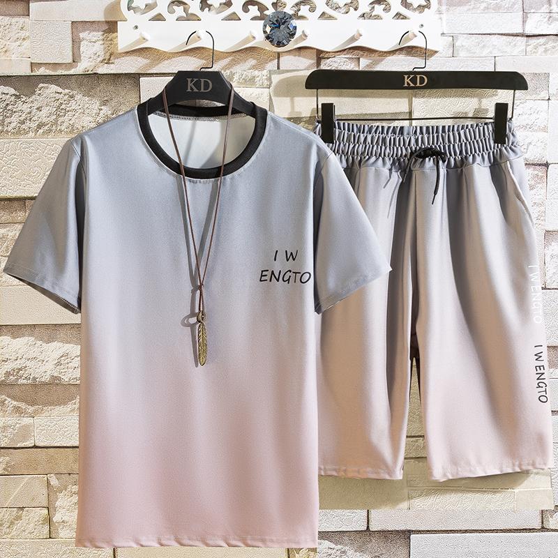 Men's Tracksuits Summer Ice Silk Sports Casual Suit Men's Short Sleeve T Shirt Korean Version Of Color Gradient Shorts Logo T-shirtMen's, Gray
Men's Tracksuits Summer Ice Silk Sports Casual Suit Men's Short Sleeve T Shirt Korean Version Of Color Gradient Shorts Logo T-shirtMen's, Gray
