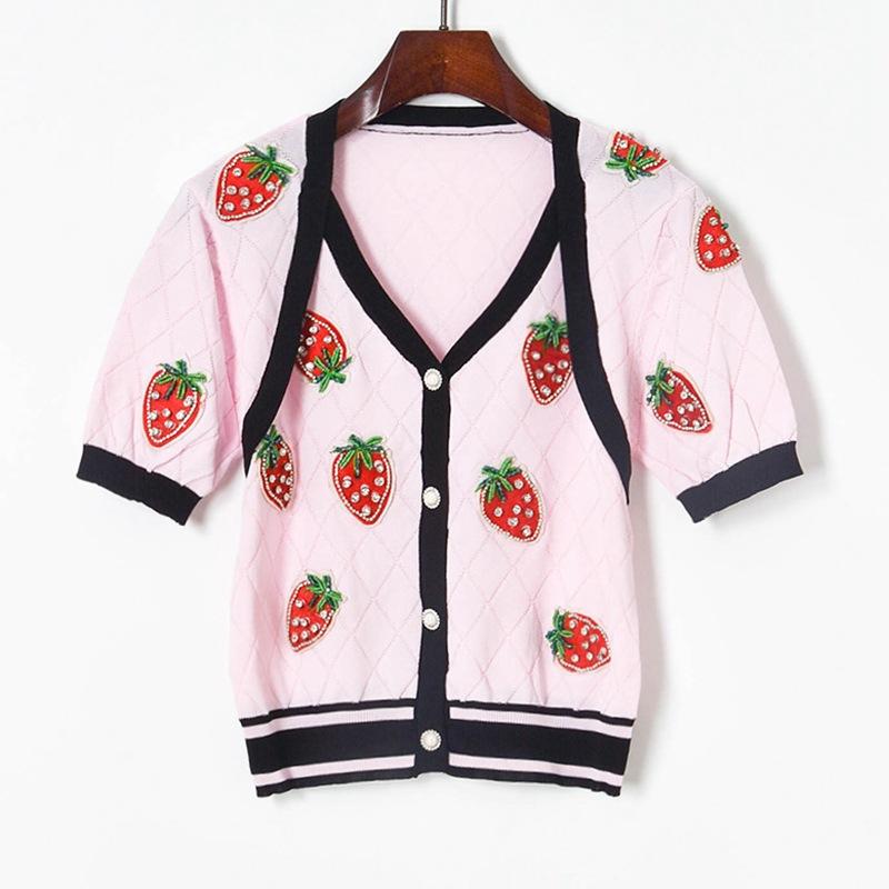 Women' T-Shirt Summer T-Shirts Women Knit Crop Tops 2022 Short Sleeve Tees V-Neck Jersey Strawberry Beading Casual Streetwear Korean StyleW, Pink
Women' T-Shirt Summer T-Shirts Women Knit Crop Tops 2022 Short Sleeve Tees V-Neck Jersey Strawberry Beading Casual Streetwear Korean StyleW, Pink