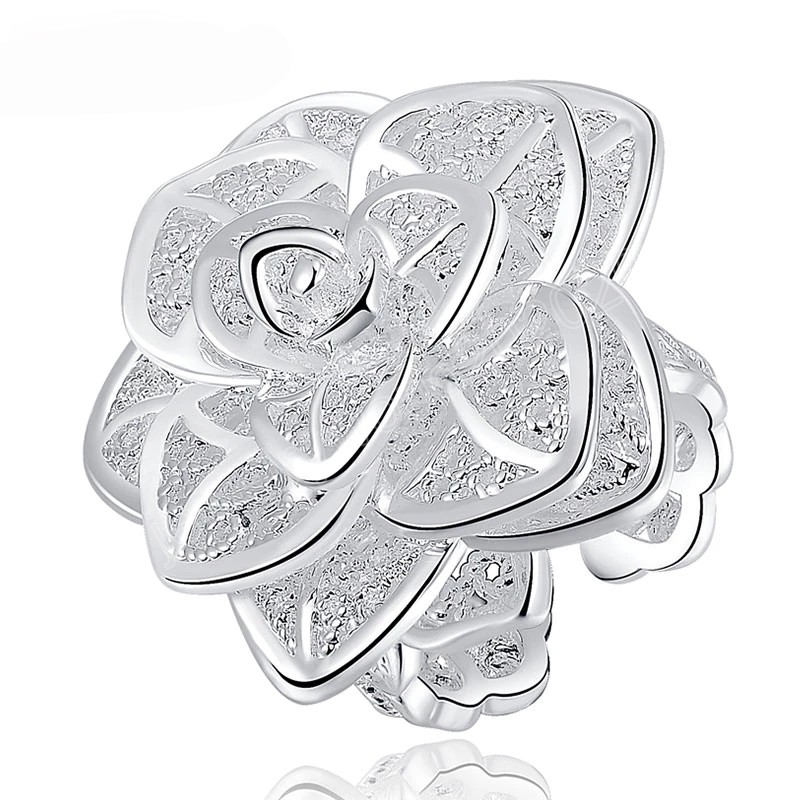 925 Sterling Silver Opening Three-Tiered Flower Ring For Woman Fashion Wedding Engagement Party Gift Charm Jewelry
