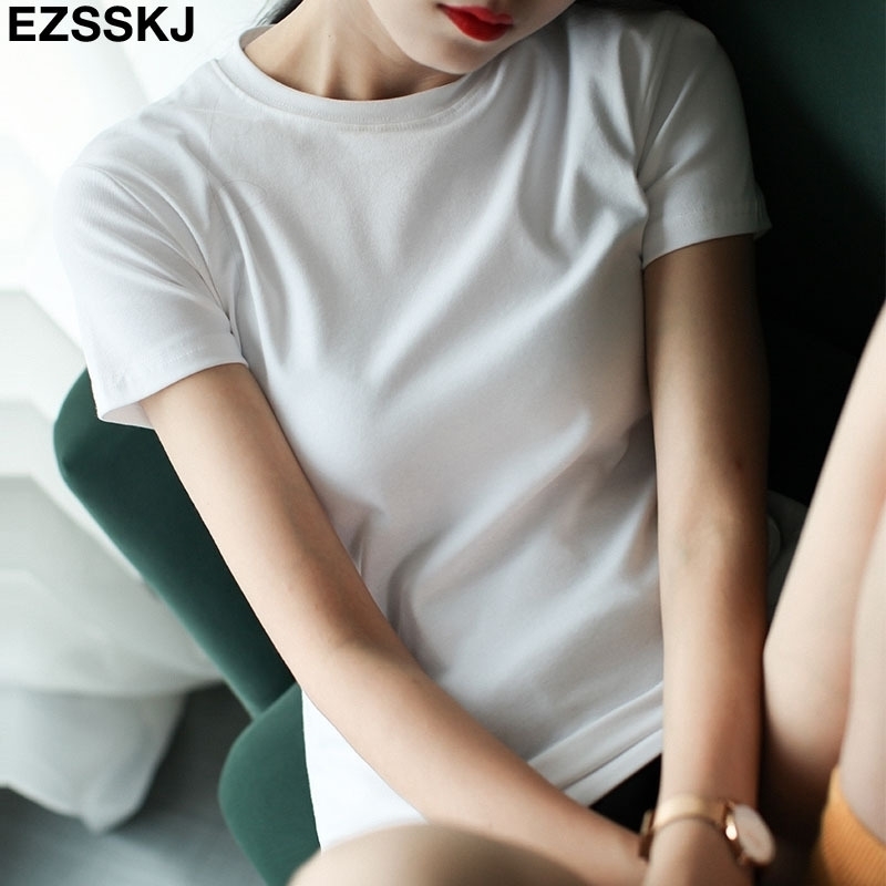 casual 95% Cotton Basic T Shirt Women Summer Oneck Short Sleeve sexy T shirt Plus Size 3XL solid Color slim Tee top Female Y200109, Brown
casual 95% Cotton Basic T Shirt Women Summer Oneck Short Sleeve sexy T shirt Plus Size 3XL solid Color slim Tee top Female Y200109, Brown
