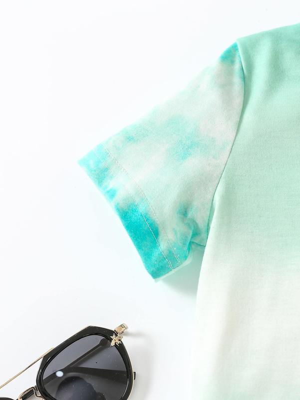 Toddler Girls Tie Dye Letter Graphic Tee & Shorts SHE