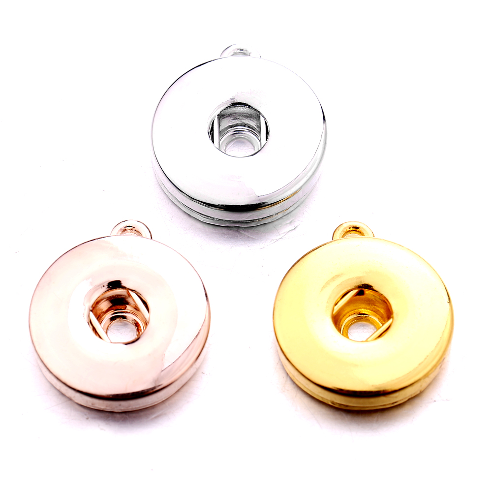 Silver Gold Alloy 18mm Ginger Snap button Base charms Pendants For Snaps Bracelet Earrings Necklace DIY Jewelry Accessory