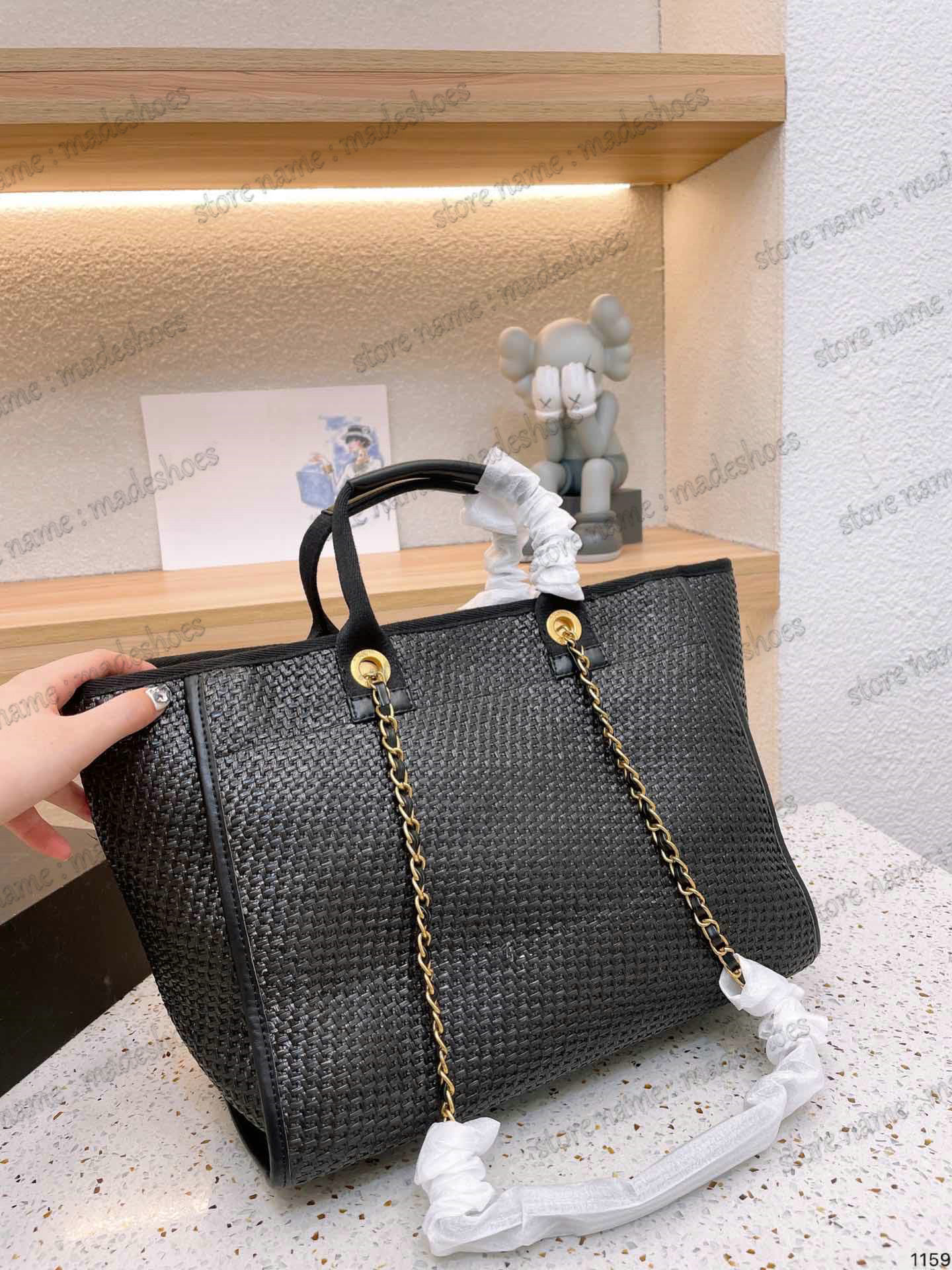 Summer Deauville Tote Bag Straw Raffia Designer Chain-Link Handle Shouler Bag Beige Black Women Luxurys Designers Tweed Beach Shopping Bags Large Capacity, Customize
Summer Deauville Tote Bag Straw Raffia Designer Chain-Link Handle Shouler Bag Beige Black Women Luxurys Designers Tweed Beach Shopping Bags Large Capacity, Customize