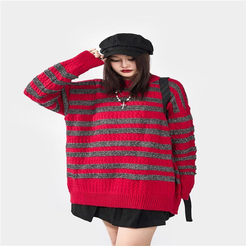 Women's Sweaters Autumn And Winter Long Sleeve Loose Round Neck Sweater Lazy Wind Striped Pullover Splicing High Street Top, Black
Women's Sweaters Autumn And Winter Long Sleeve Loose Round Neck Sweater Lazy Wind Striped Pullover Splicing High Street Top, Black